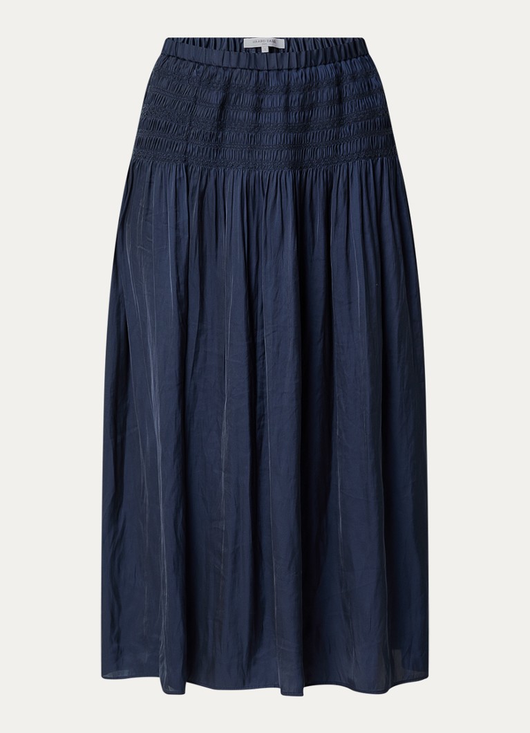 Gerard Darel Dames Jolie midi rok van satijn in de kleur Donkerblauw