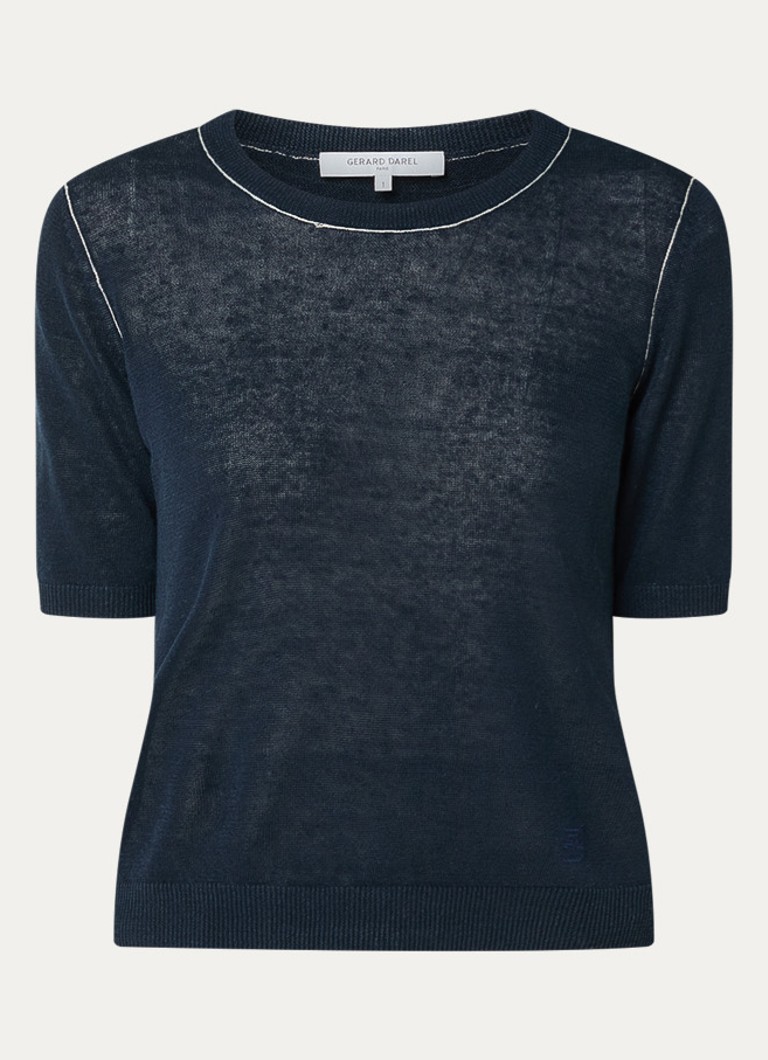 Gerard Darel Dames Loumia fijngebreide top in linnenblend in de kleur Donkerblauw