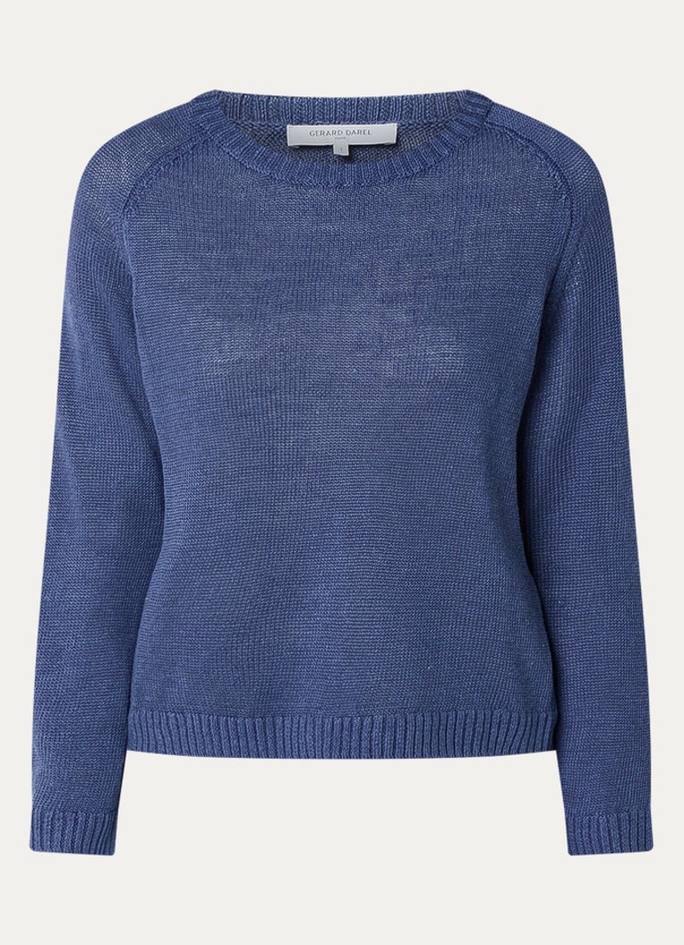 Gerard Darel Dames Laurana grofgebreide trui van linnen in de kleur Donkerblauw