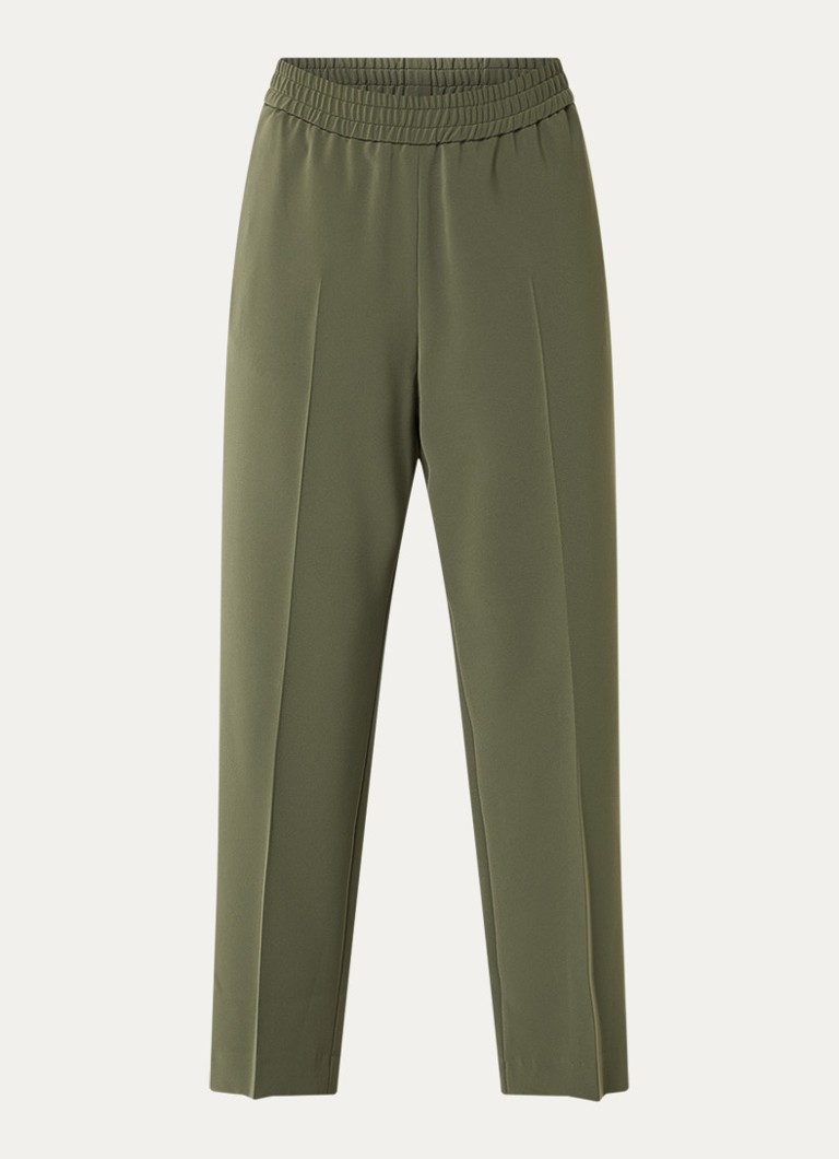 Gerard Darel Dames Aliette high waist straight fit cropped pantalon met steekzakken in de kleur Mosgroen