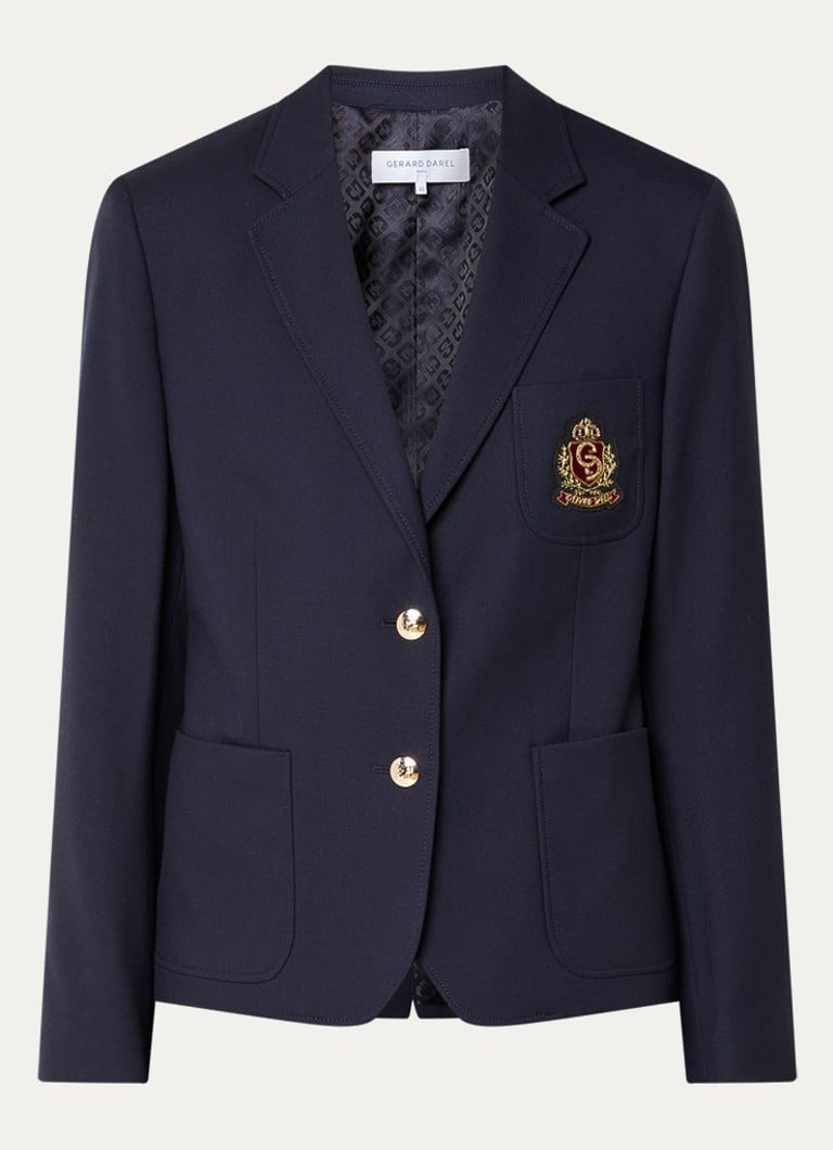 Gerard Darel Dames Tinais blazer in wolblend met logoborduring in de kleur Donkerblauw
