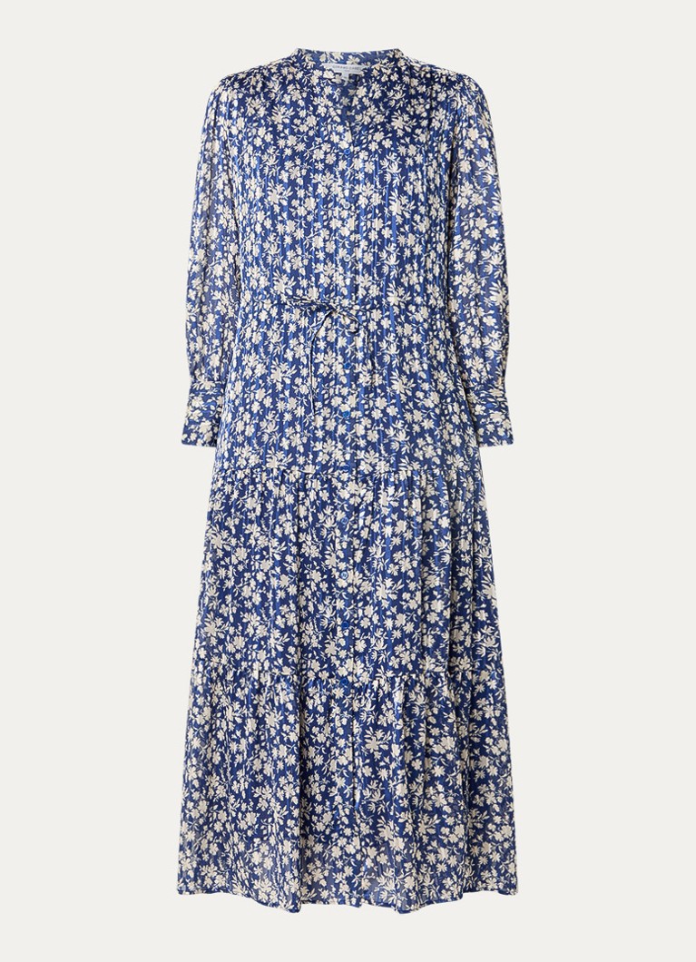 Gerard Darel Dames Ruvia midi jurk met bloemenprint in de kleur Donkerblauw