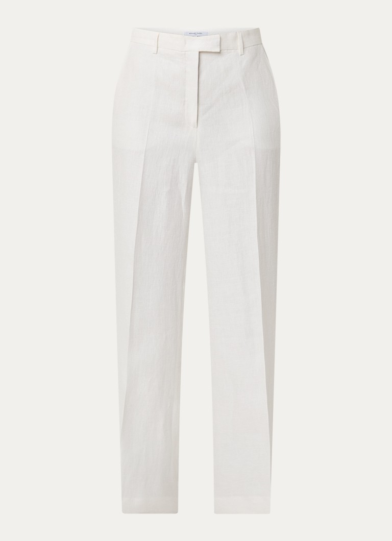 Gerard Darel Dames Abelle high waist loose fit broek van linnen in de kleur Gebroken wit