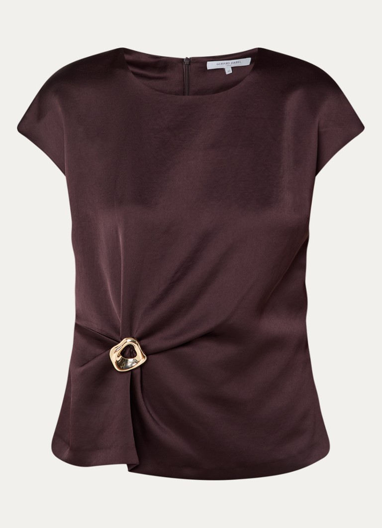 Gerard Darel Dames mouwloze top van satijn in de kleur Donkerbruin