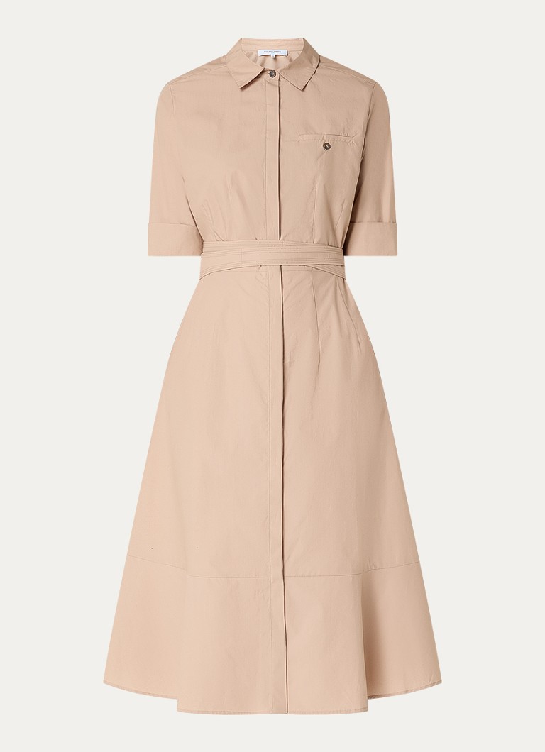 Gerard Darel Dames Rana midi blousejurk met strikceintuur in de kleur Zand