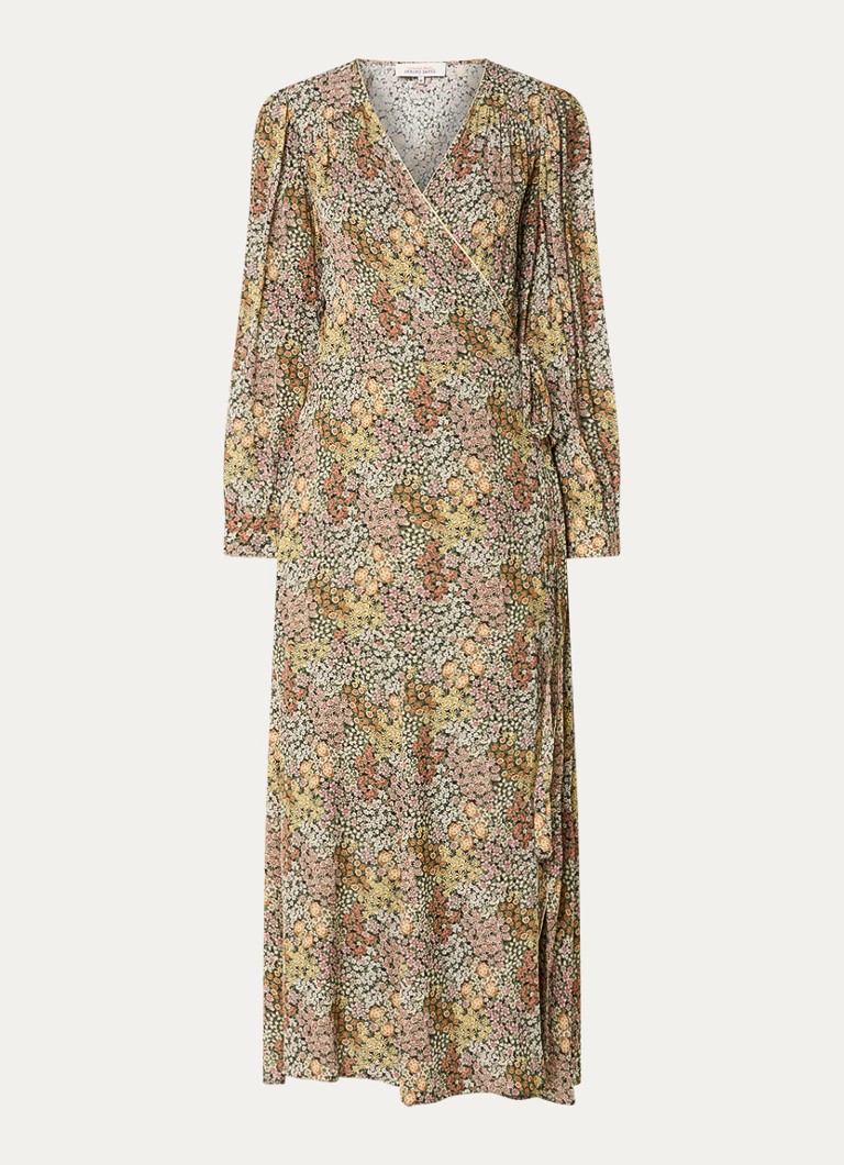 Gerard Darel Dames Rimaya midi jurk met overslag en bloemenprint in de kleur Groen