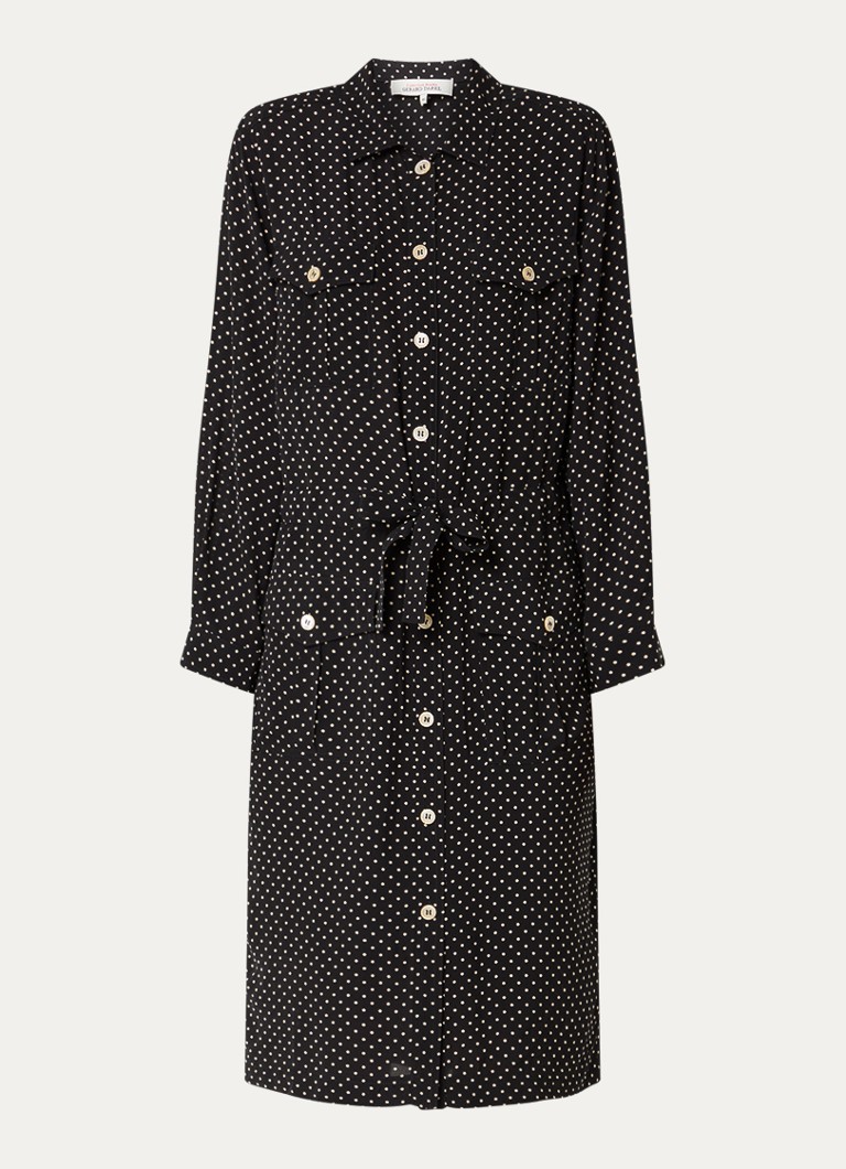 Gerard Darel Dames Ruzena midi blousejurk met print en borstzak in de kleur Zwart