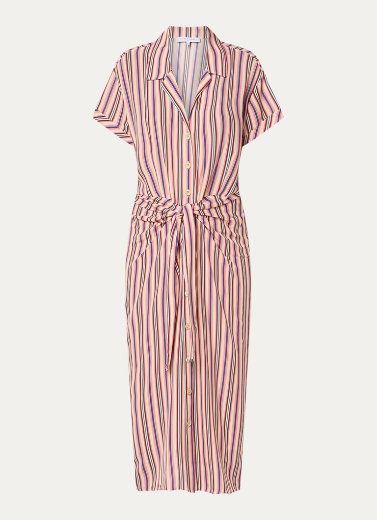 Gerard Darel Dames Raena midi blousejurk met streepprint in de kleur Vanillegeel