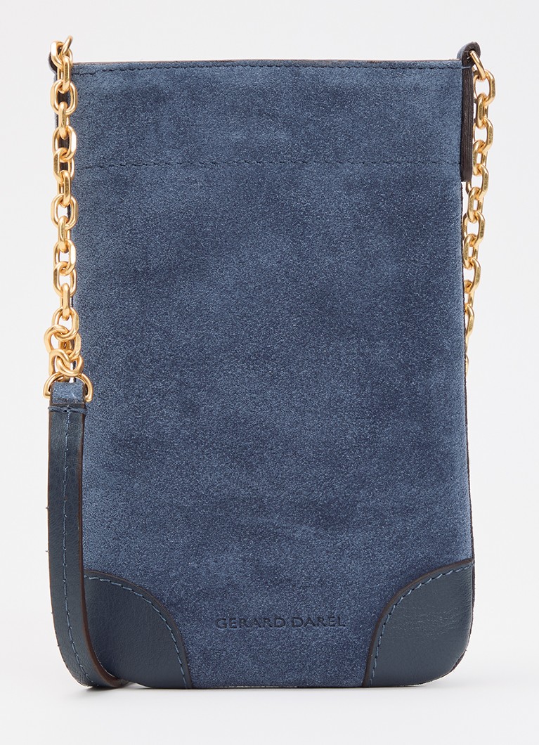 Gerard Darel Dames Charlotte schoudertas van suéde met details van leer in de kleur Blauw