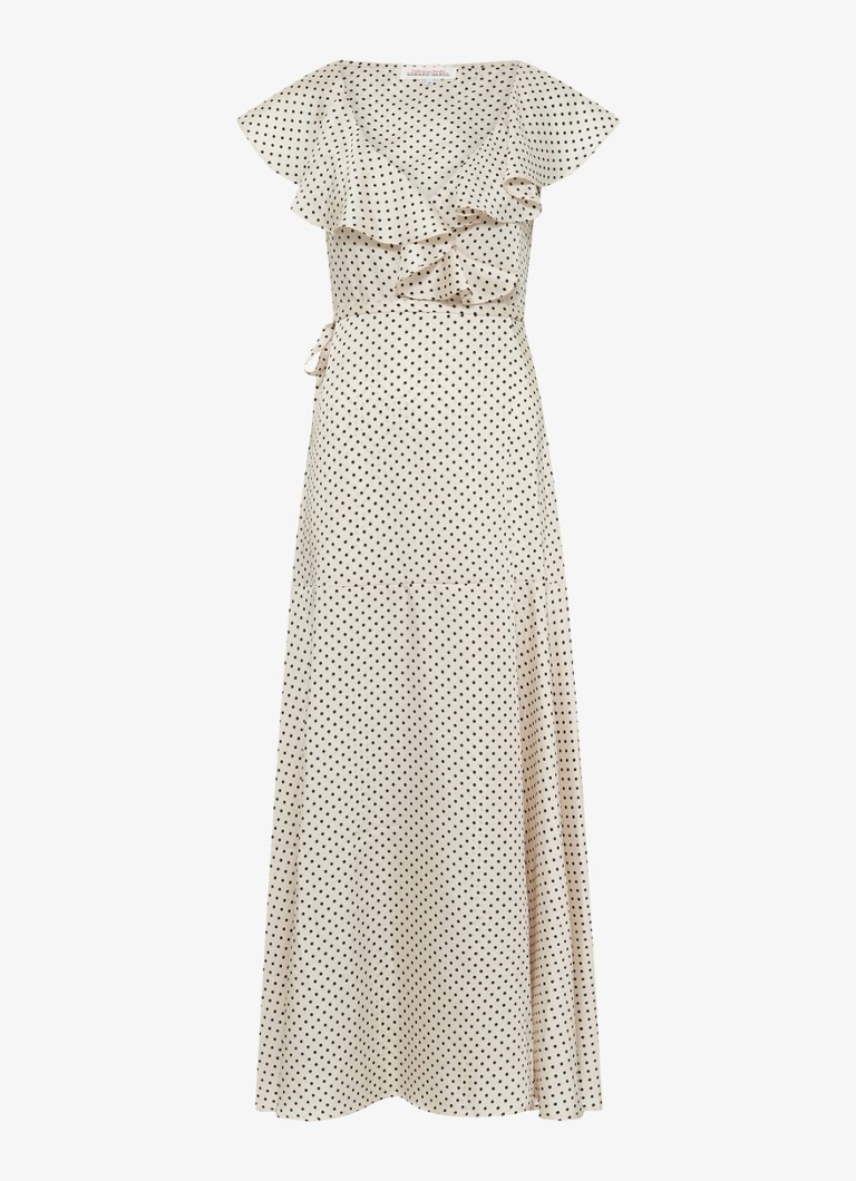 Gerard Darel Dames Rika maxi wikkeljurk met stippenprint in de kleur Creme