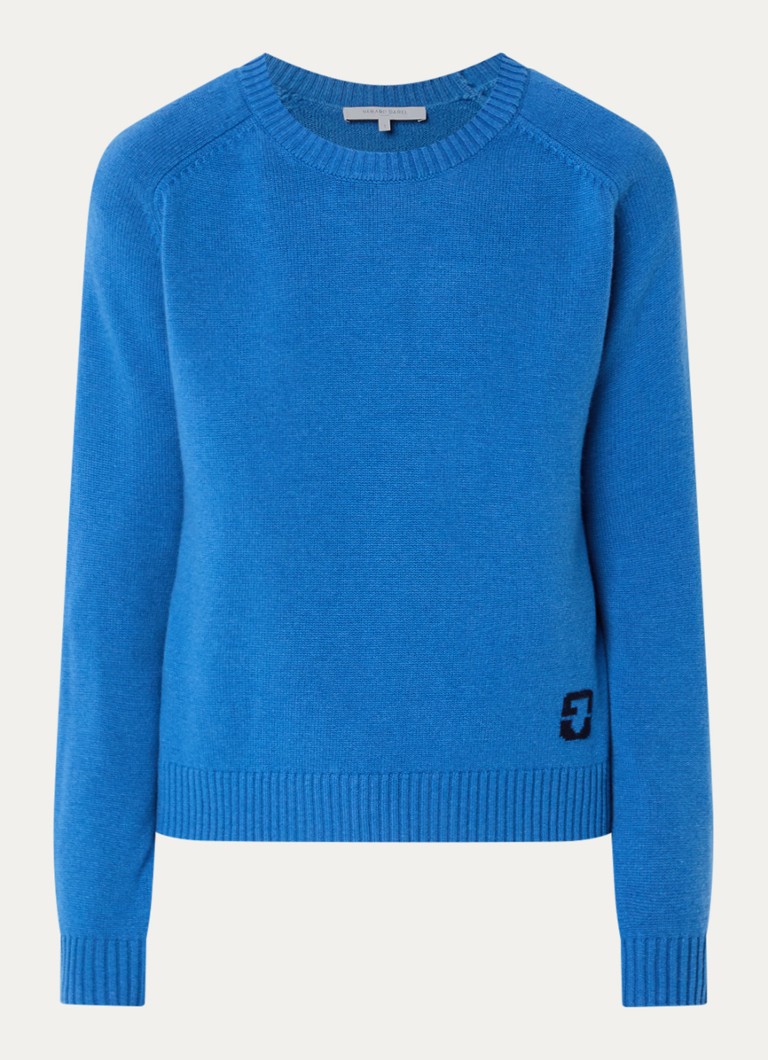 Gerard Darel Dames Fijngebreide pullover van wol met logo in de kleur Blauw