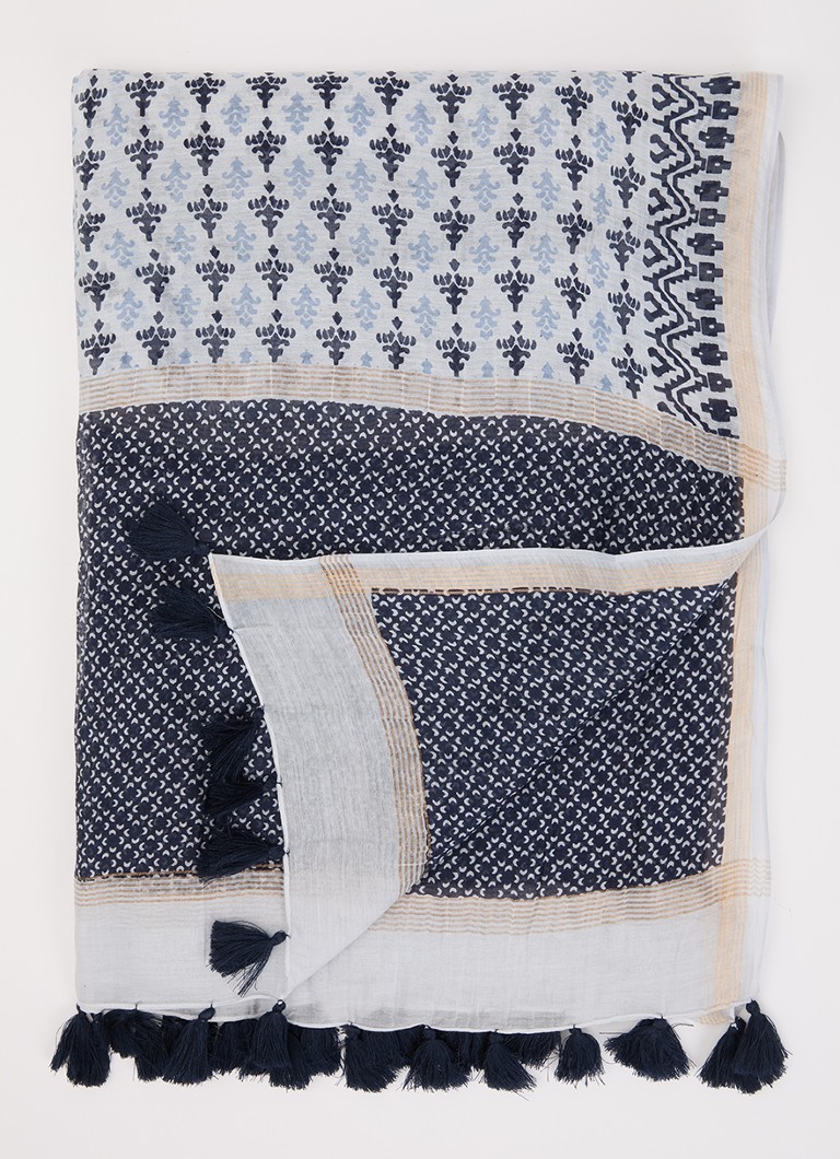 Gerard Darel Dames Dalma sjaal in zijdeblend 70 x 180 cm in de kleur Blauw