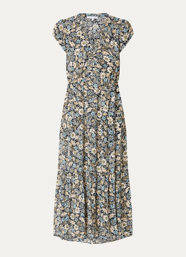 Gerard Darel Dames Reina midi jurk met bloemenprint in de kleur Blauw