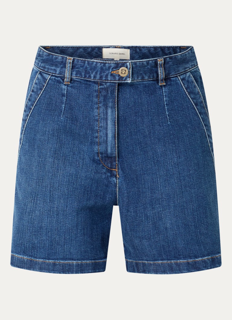 Gerard Darel Dames Adelia high waist wide leg korte broek van denim in de kleur Indigo