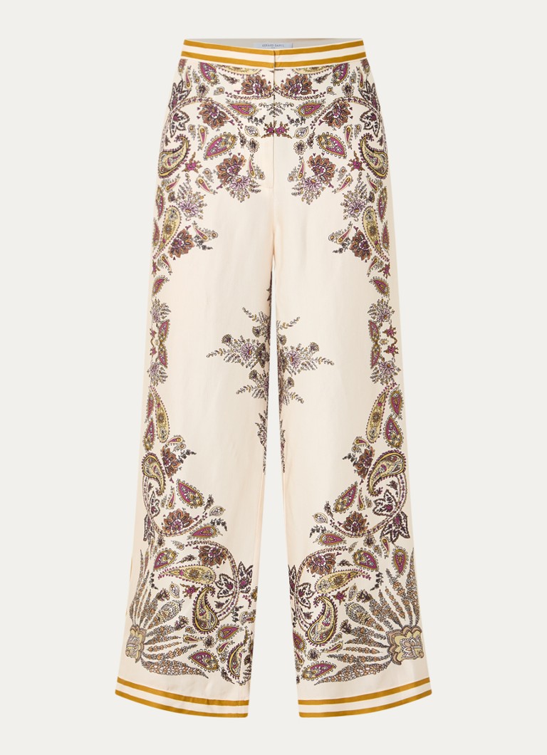 Gerard Darel Dames Amanya high waist loose fit broek met print in de kleur Beige