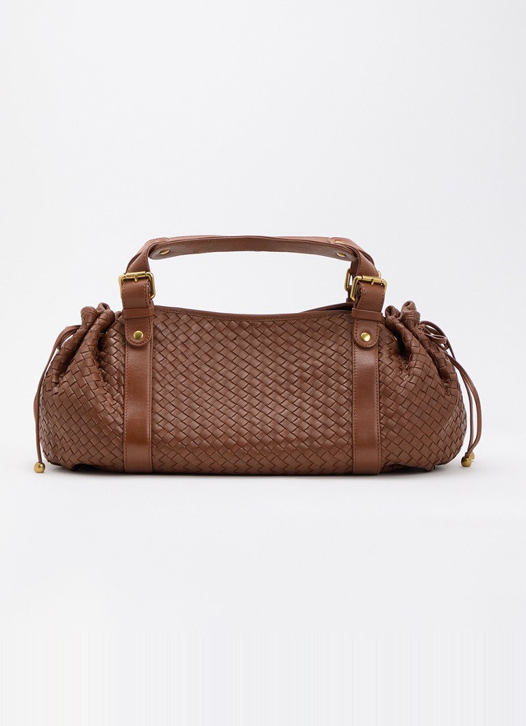 Gerard Darel Dames 24H handtas van leer met gevlochten detail in de kleur Bruin