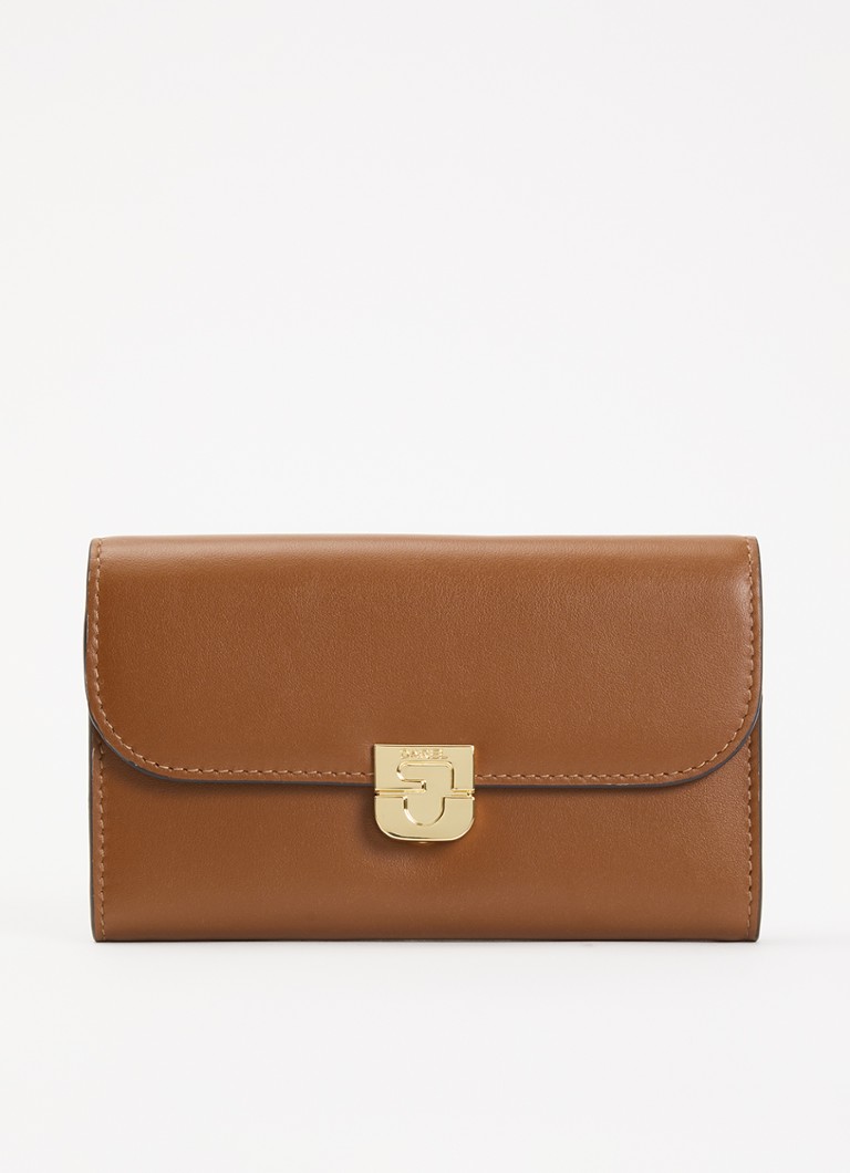 Gerard Darel Dames Portemonnee van leer met logo in de kleur Cognac