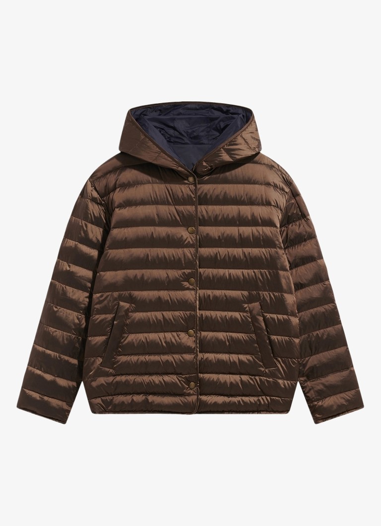 Gerard Darel Dames Afra reversible gewatteerd jack met capuchon in de kleur Bruin