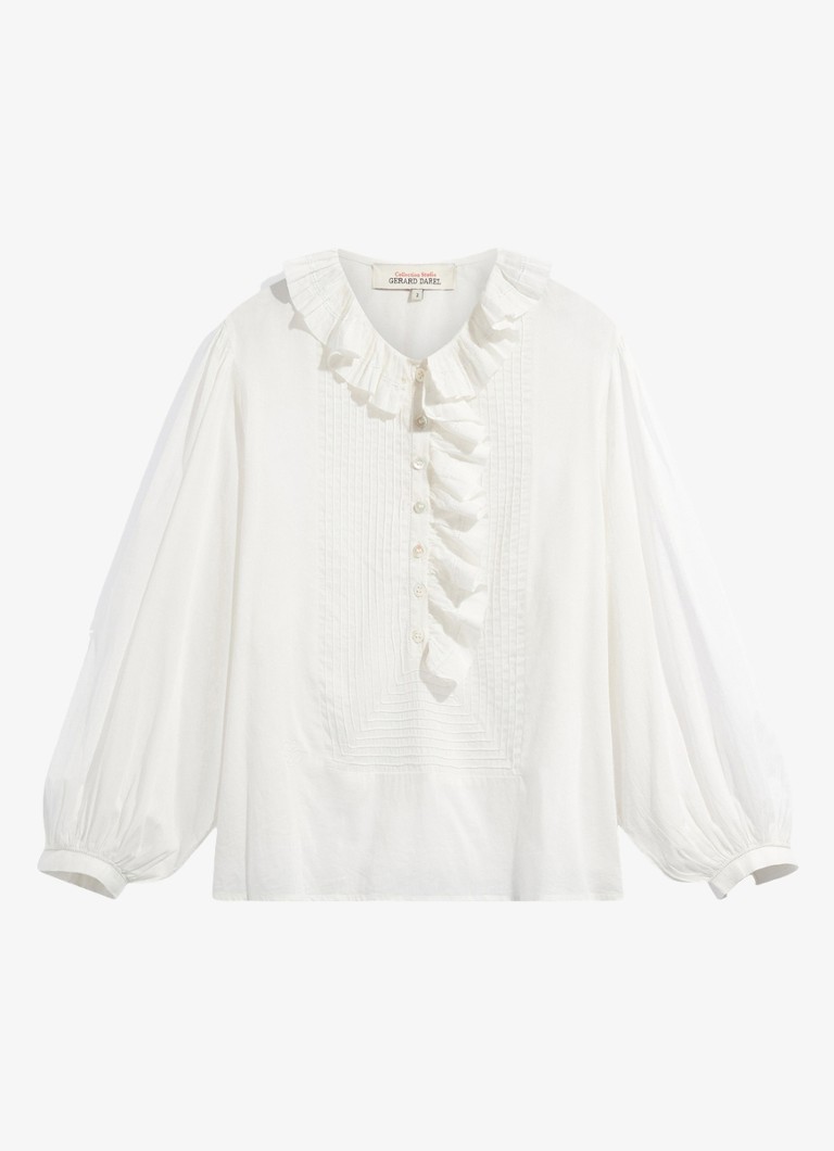 Gerard Darel Dames Leone tuniek met ruches in de kleur Wit