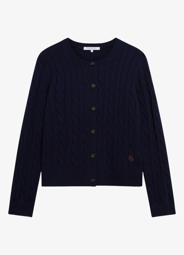 Gerard Darel Dames Kabelgebreide trui met ronde hals in de kleur Donkerblauw