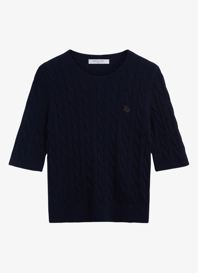Gerard Darel Dames Raisa kabelgebreide trui in kasjmierblend in de kleur Donkerblauw