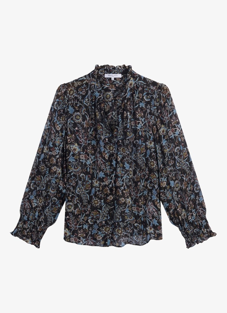 Gerard Darel Dames Blouse in zijdeblend met bloemenprint in de kleur Zwart