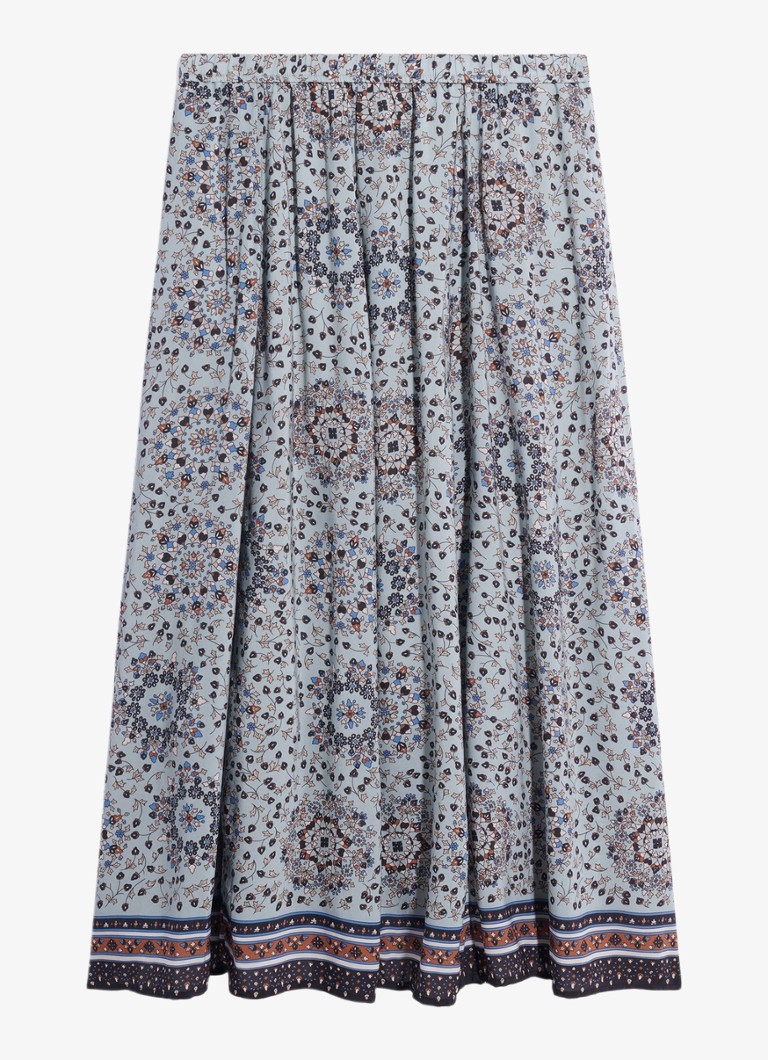 Gerard Darel Dames Tifenn midi rok met paisley dessin in de kleur Lichtblauw