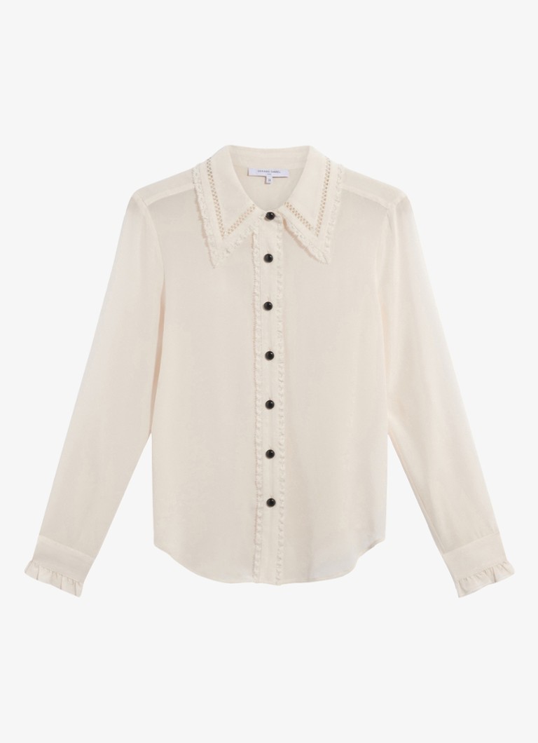 Gerard Darel Dames Loren blouse van zijde met kant in de kleur Gebroken wit