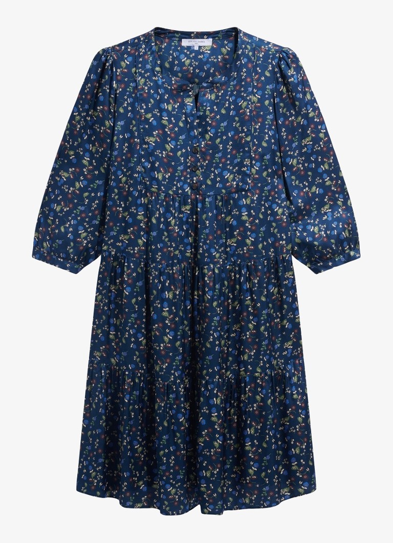 Gerard Darel Dames Caly midi jurk met bloemenprint in de kleur Blauw