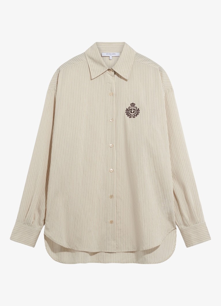 Gerard Darel Dames Lys blouse met streepprint en borduring in de kleur Beige