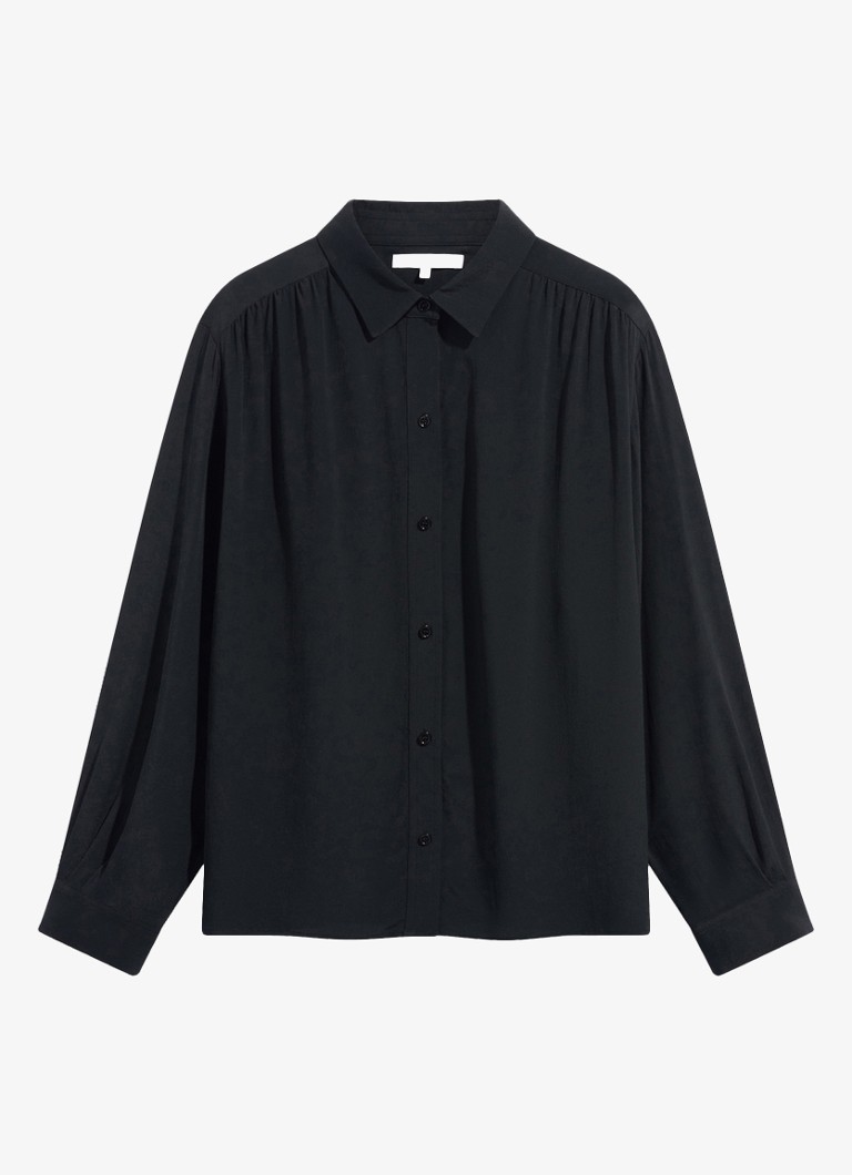 Gerard Darel Dames Lilie blouse in zijdeblend met plooien in de kleur Zwart
