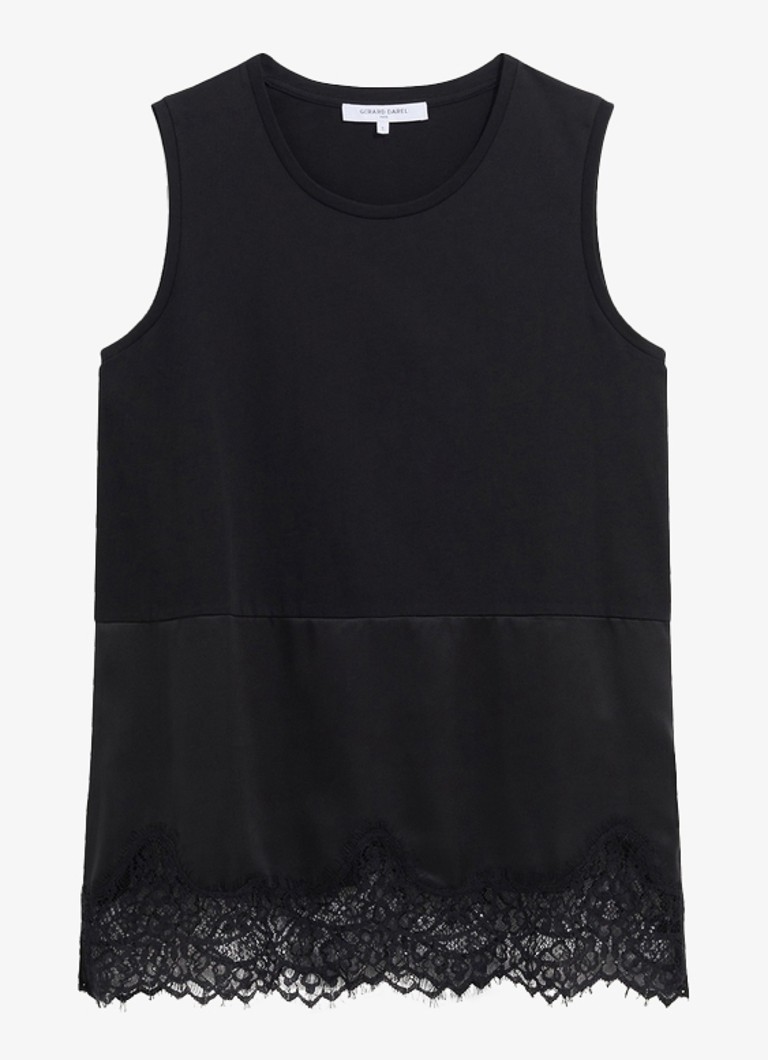 Gerard Darel Dames Baia mouwloze top van katoen en kant in de kleur Zwart