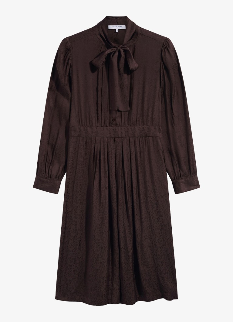 Gerard Darel Dames Cleme midi jurk met jaquard dessin in de kleur Donkerbruin