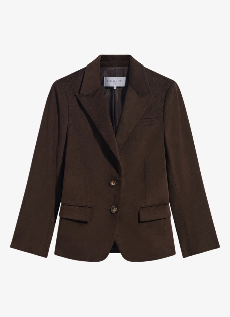 Gerard Darel Dames Jem blazer van fluweel met klepzakken in de kleur Donkerbruin