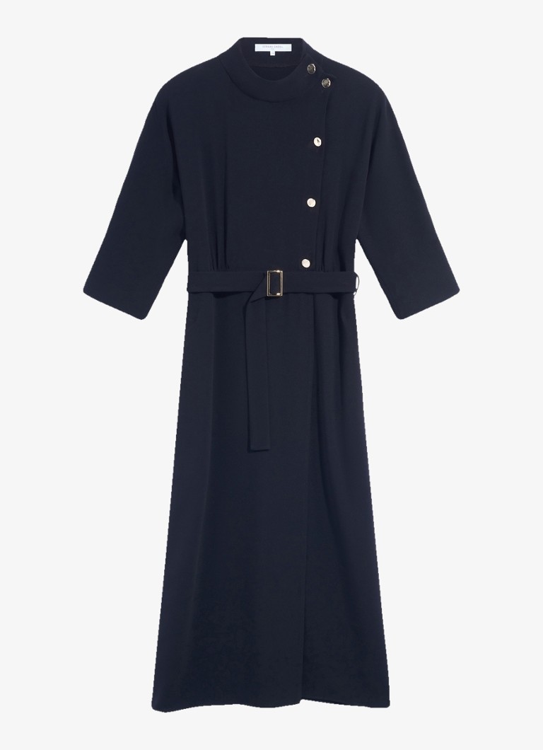 Gerard Darel Dames Capu midi jurk met ceintuur in de kleur Zwart