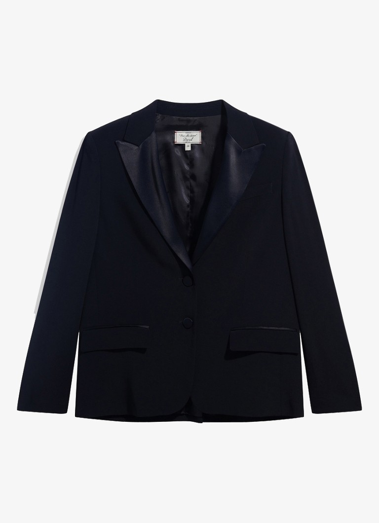 Gerard Darel Dames July single-breasted blazer met details van satijn in de kleur Zwart