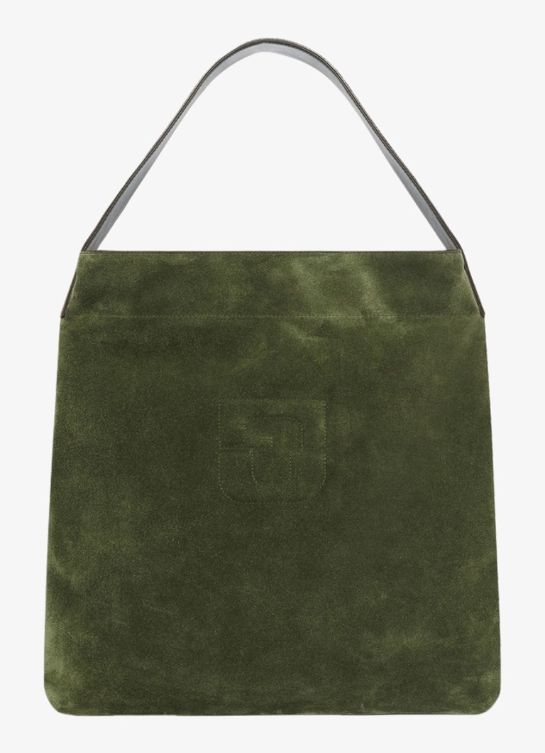 Gerard Darel Dames Lady GD schoudertas van suéde in de kleur Donkergroen