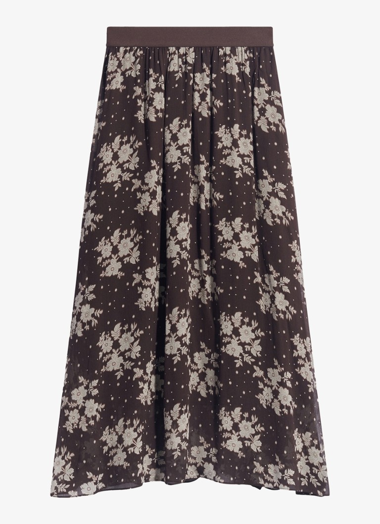 Gerard Darel Dames Tessy midi rok met print in de kleur Bruin