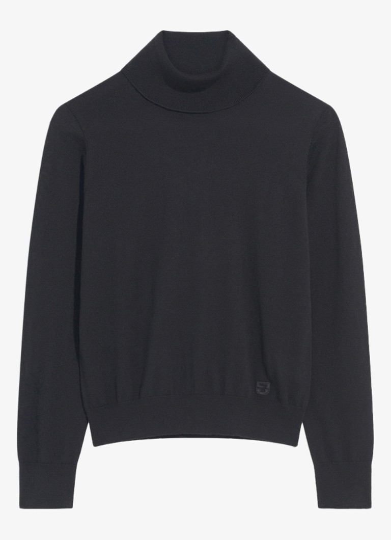 Gerard Darel Dames Rama fijngebreide trui van merino wol in de kleur Zwart