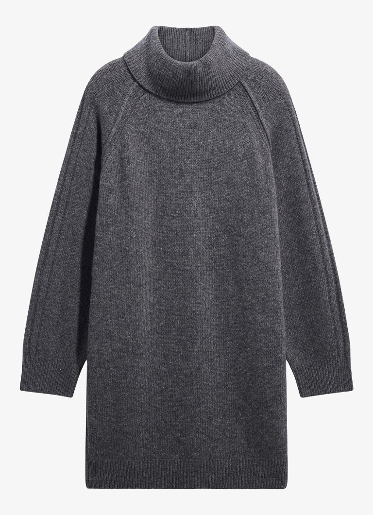 Gerard Darel Dames Cris fijngebreide mini jurk in kasjmierblend in de kleur Grijs