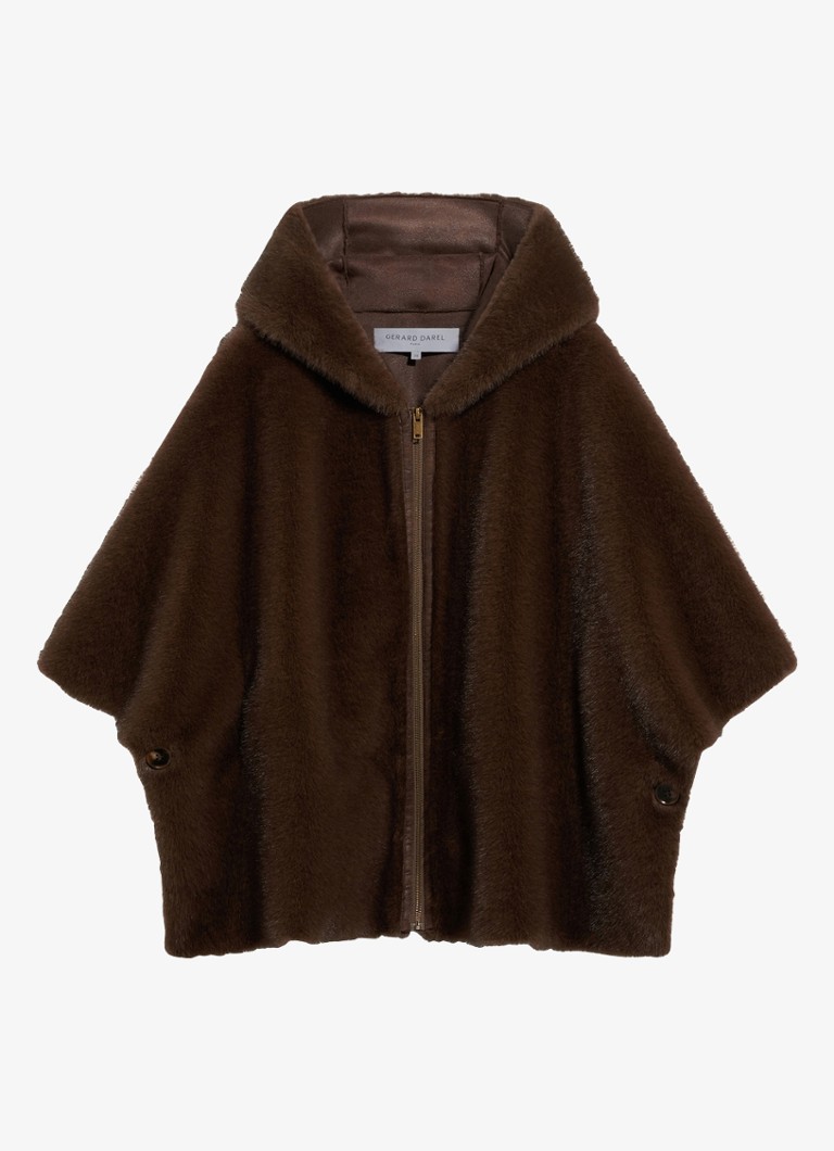 Gerard Darel Dames Amel jas van imitatiebont in de kleur Donkerbruin
