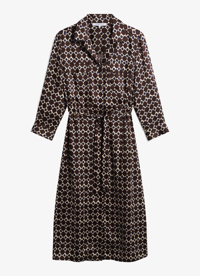 Gerard Darel Dames Coni midi blousejurk met grafische print in de kleur Bruin