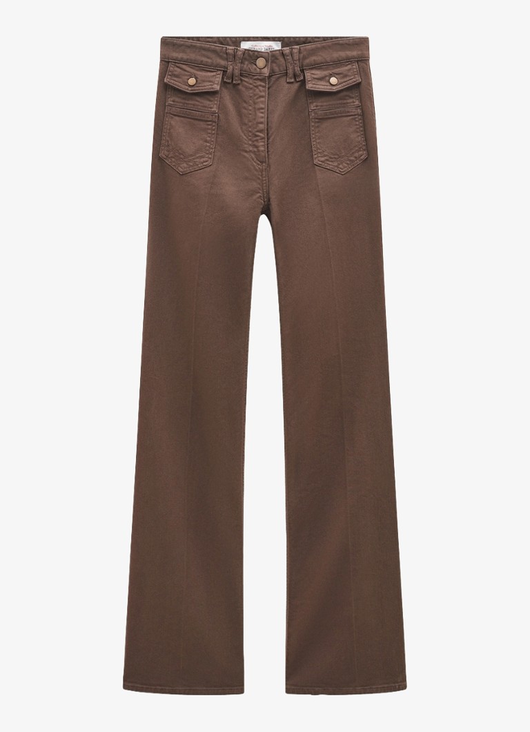 Gerard Darel Dames Anna high waist flared jeans met klepzakken in de kleur Bruin