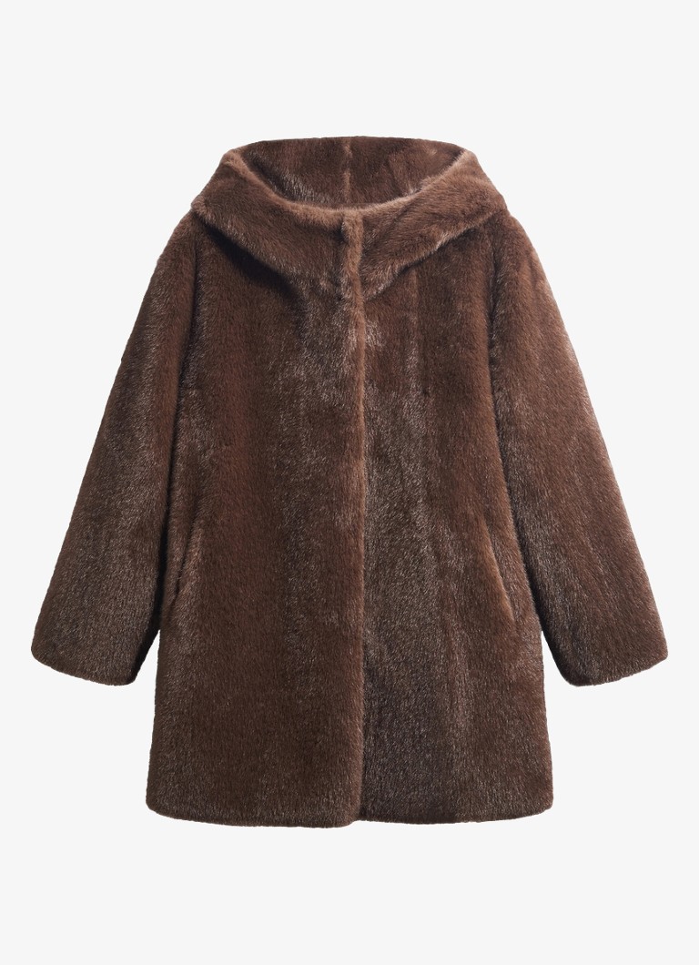 Gerard Darel Dames Amy jas van imitatiebont met capuchon in de kleur Naturel