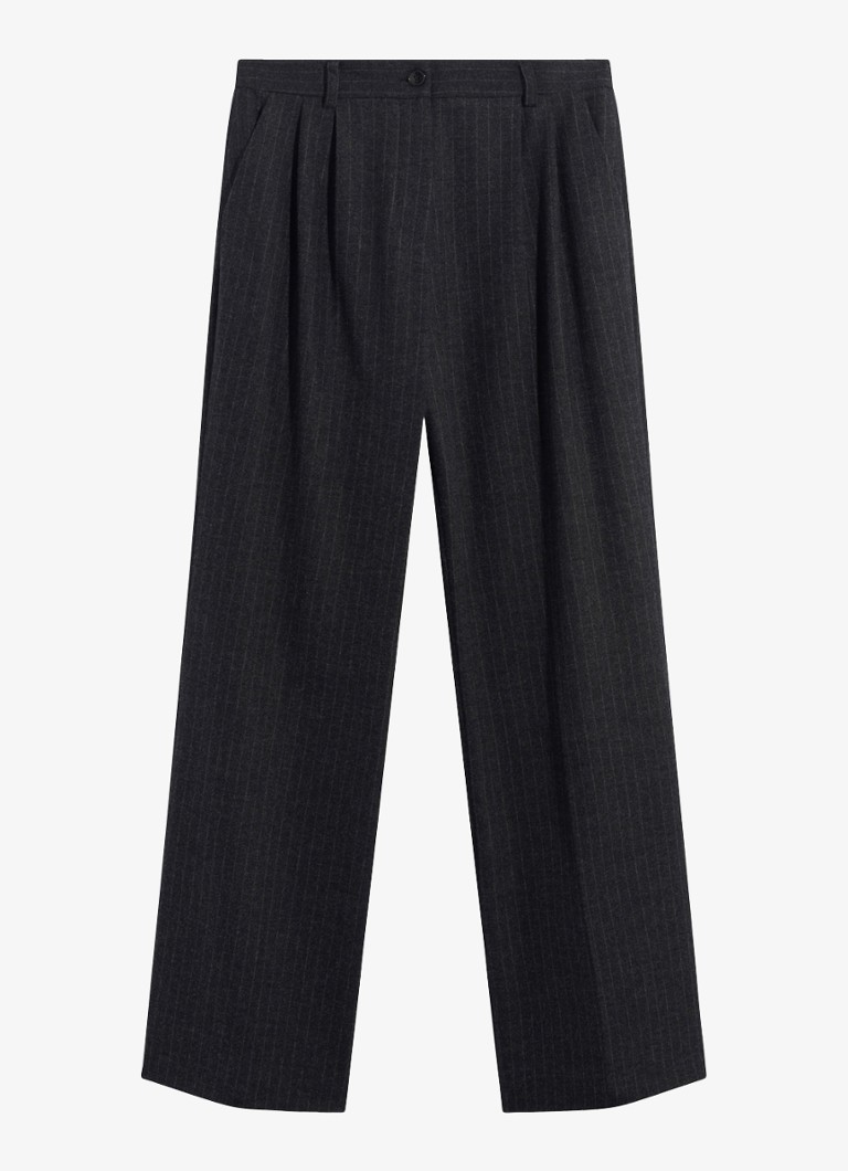 Gerard Darel Dames Mini high waist straight leg pantalon in wolblend in de kleur Antraciet