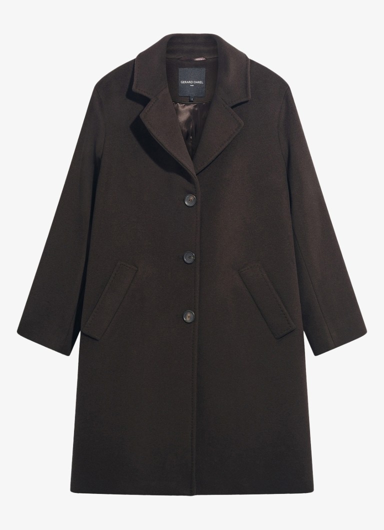 Gerard Darel Dames Aila mantel van scheerwol in de kleur Donkerbruin