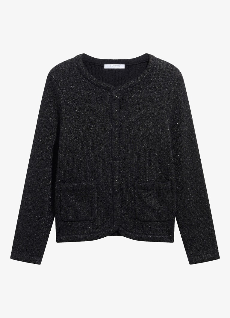 Gerard Darel Dames Roda grofgebreid vest met lurex in de kleur Zwart