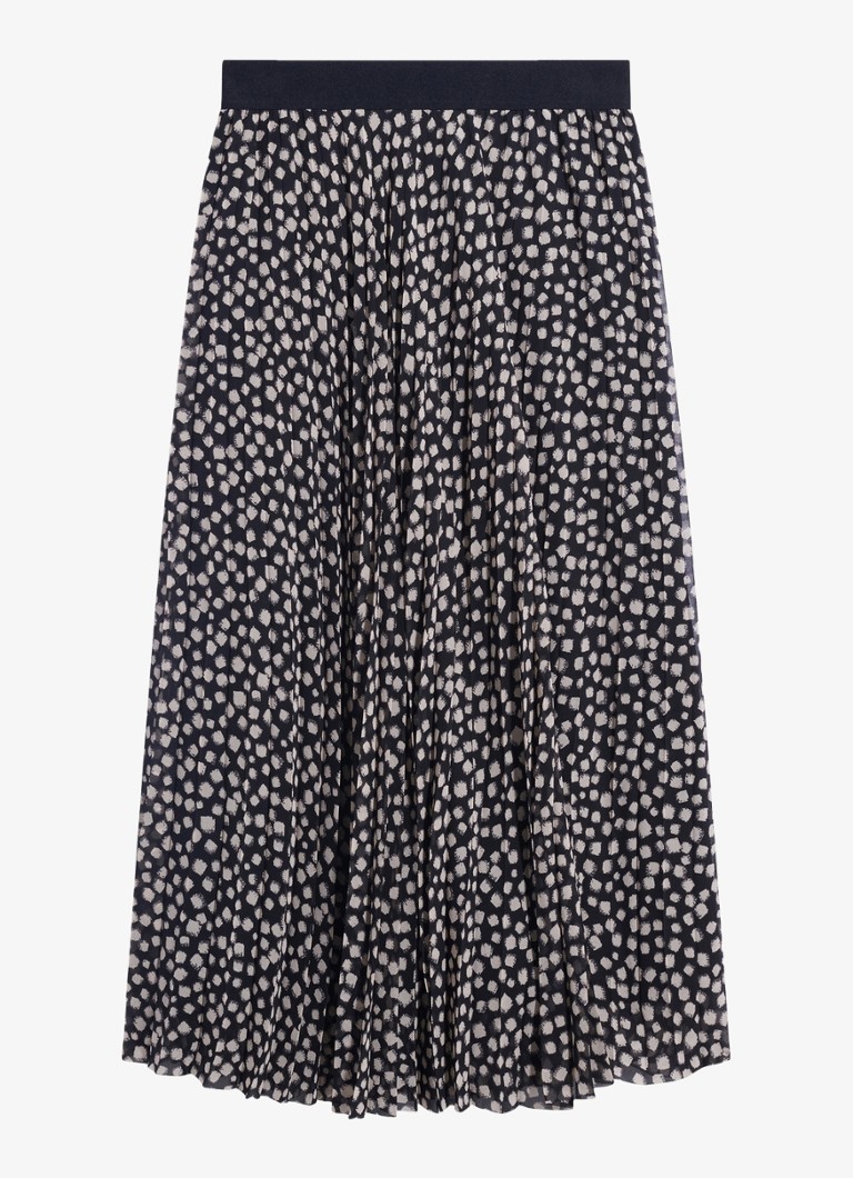 Gerard Darel Dames Tammy midi rok met plooien en grafische print in de kleur Zwart