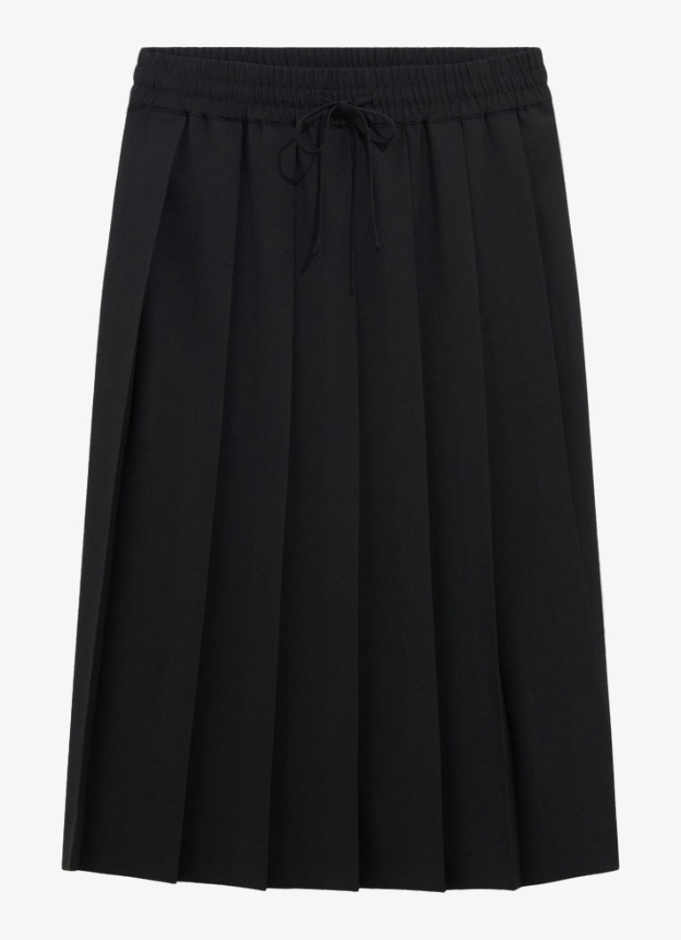 Gerard Darel Dames Tosca midi rok met trekkoord en plooien in de kleur Zwart
