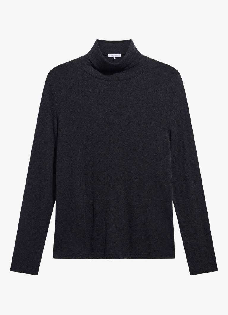 Gerard Darel Dames Becky fijngebreide trui in wolblend met col in de kleur Donkergrijs